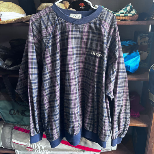 Vintage Izod plaid windbreaker pullover golf