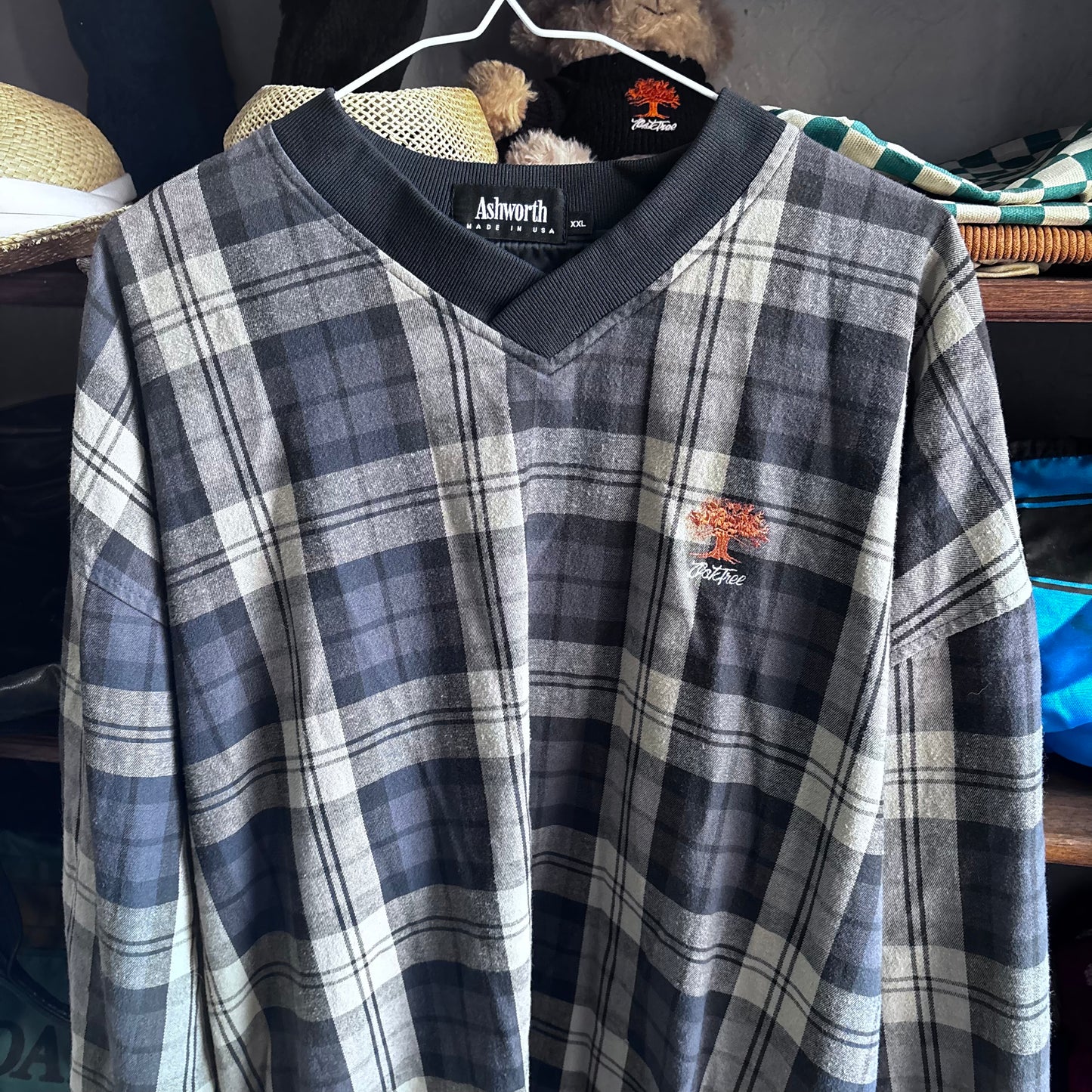 Vintage Oak Tree golf plaid pullover