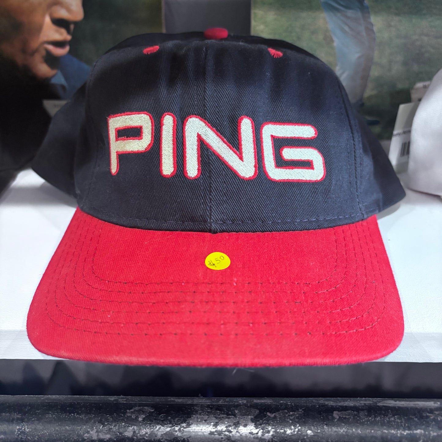 Vintage Ping hat leather strap back