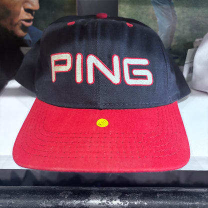 Vintage Ping hat leather strap back